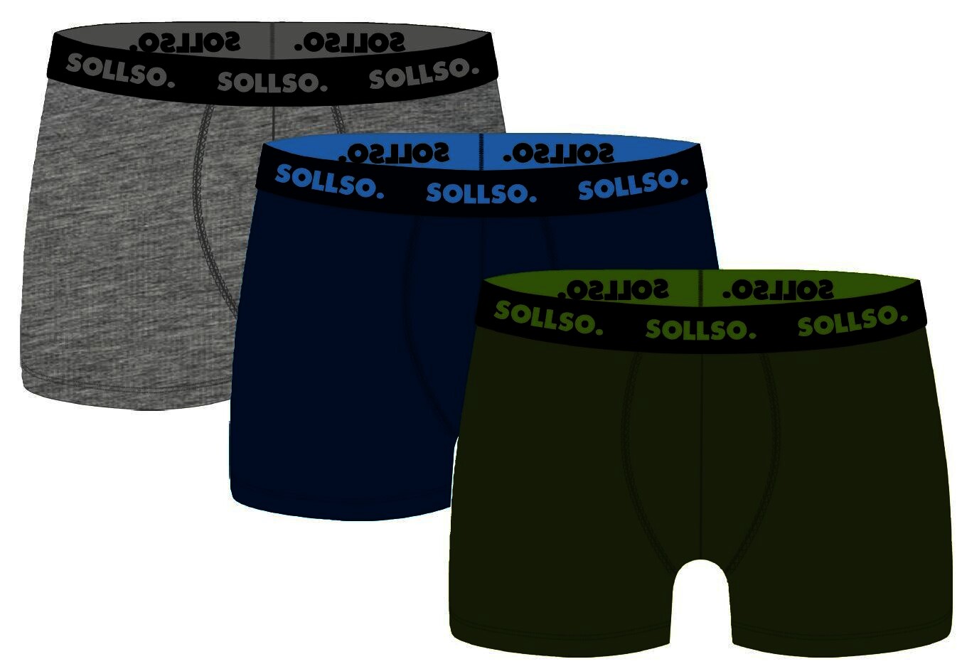 3er Pack Herren Boxershort, Bambusviskose, Blau/Grau/Olive, Gr.XXL