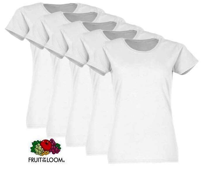 FRUIT OF THE LOOM  Valueweight Damen-T-Shirt, 5er-Pack, weiß, Gr.L