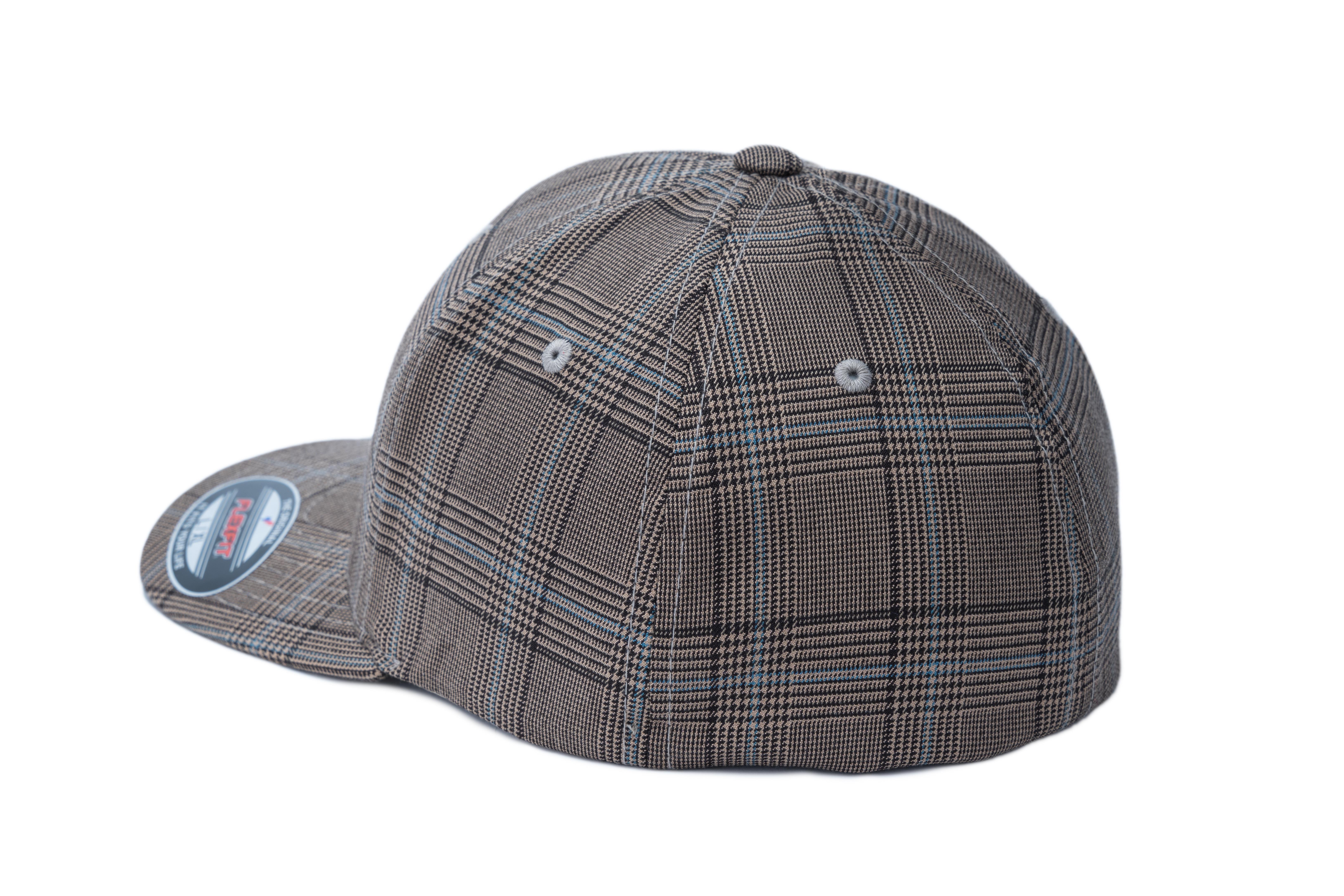 SOLLSO. Flexfit® Glen Check Cap. Schwarz-Weiß, Gr.L/XL