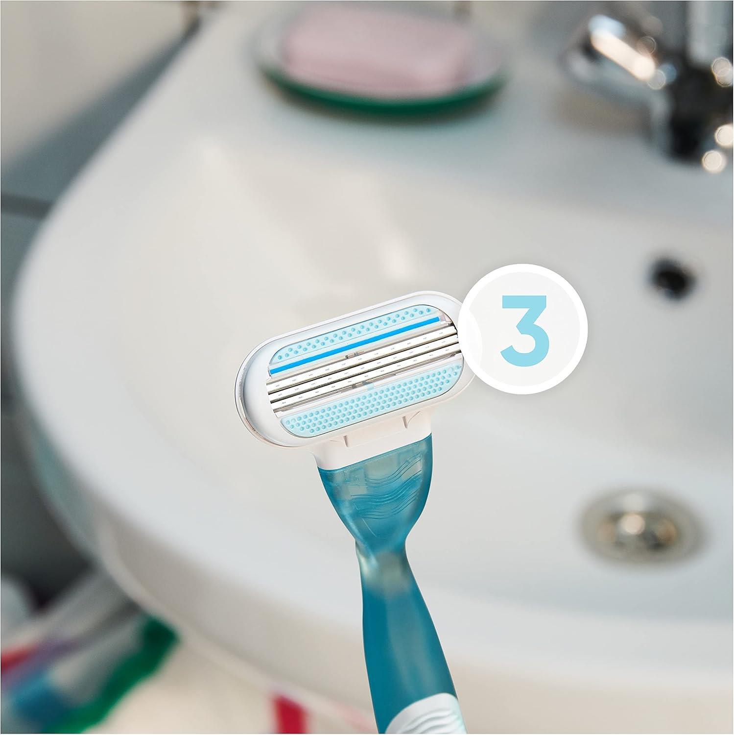 Gillette-Venus Smooth Rasierer für Damen, 3-fach Klinge, mit 2 Klingen