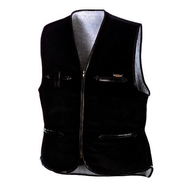 teXXor Arbeitsweste VEGA, gefütterte Breitcordweste schwarz Gr. L