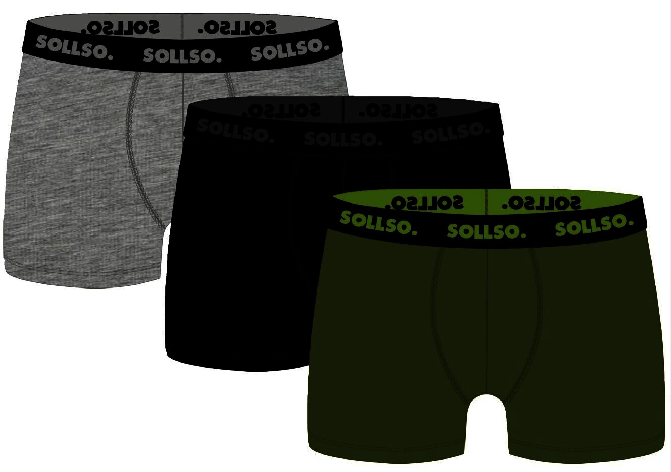 3er Pack Herren Boxershort, Bambusviskose, Schwarz/Grau/Olive, Gr.XXL