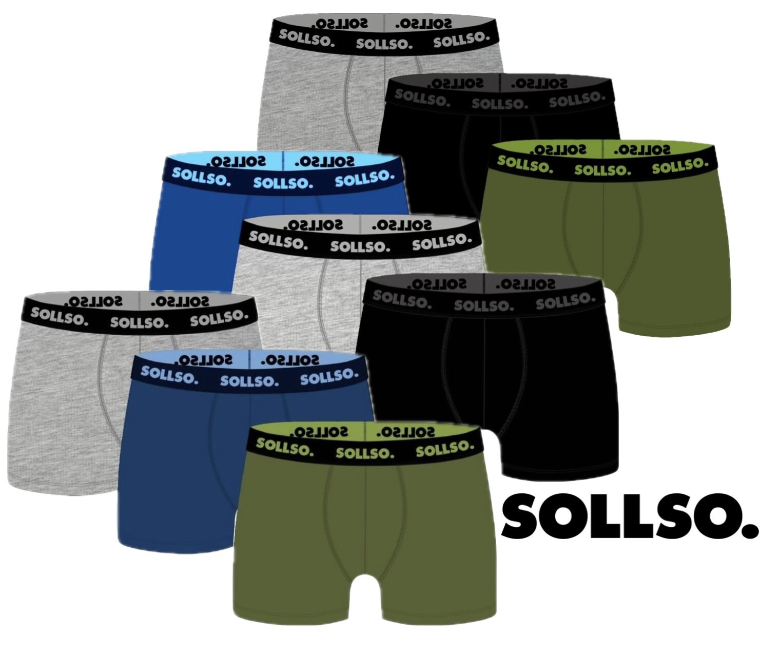 3er Pack Herren Boxershort, Bambusviskose, Blau/Grau/Olive, Gr.L