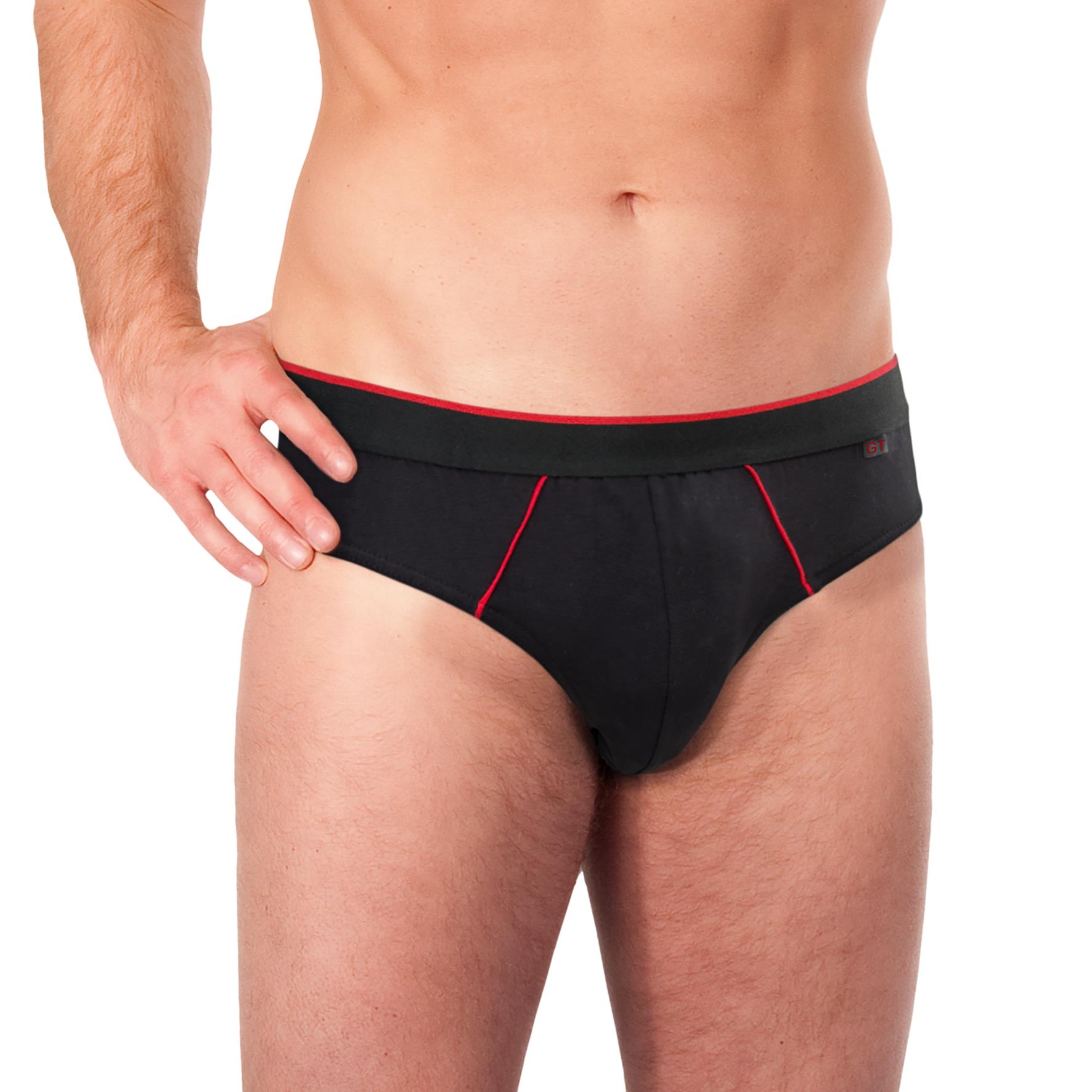 Herren Slips 27438, Schwarz mit versch. Farbigen Paspeln, 4er-Pack, Gr.5