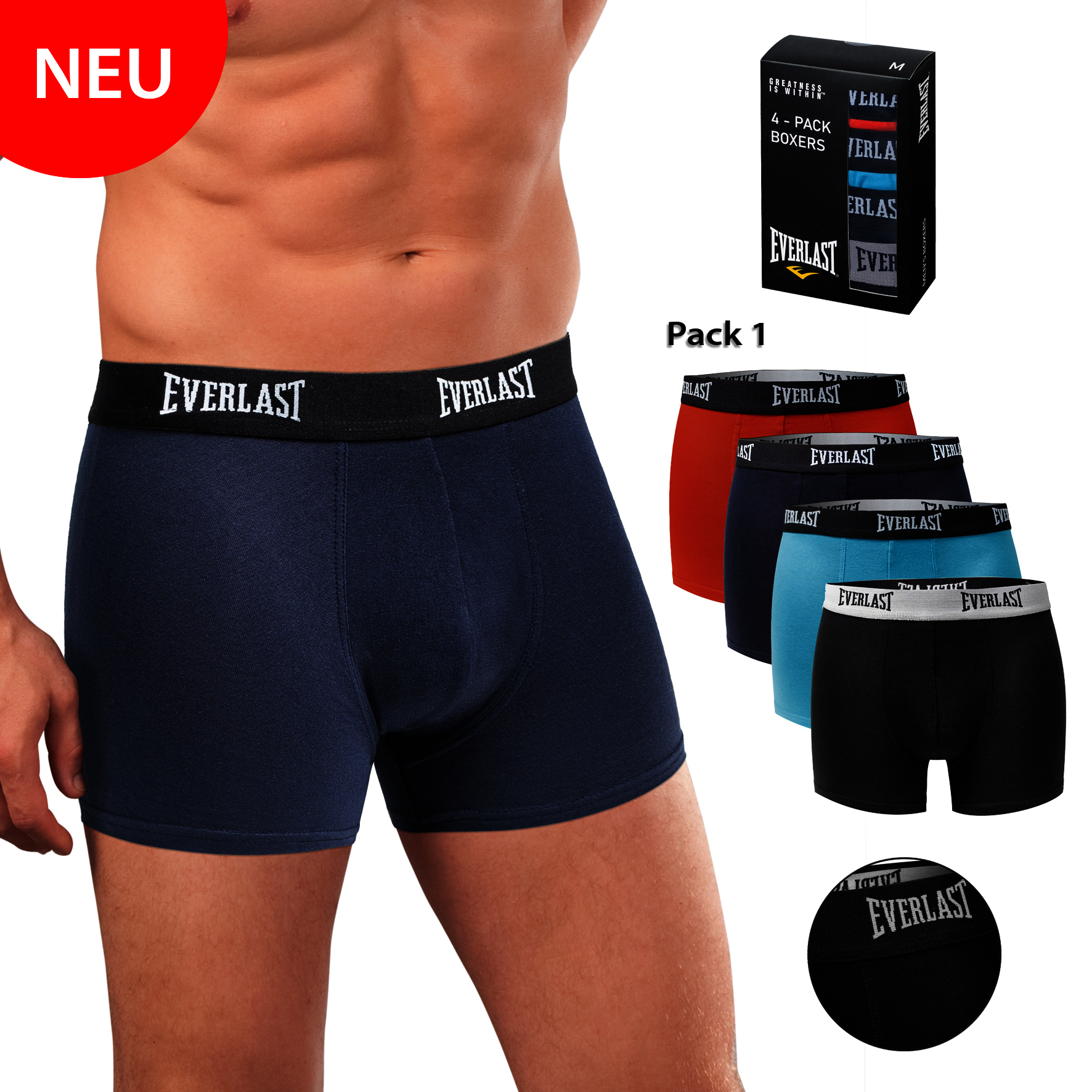 Everlast Herren Pants BM004-X125, 4er-Pack, Baumwollm., Farbig, Gr.XL