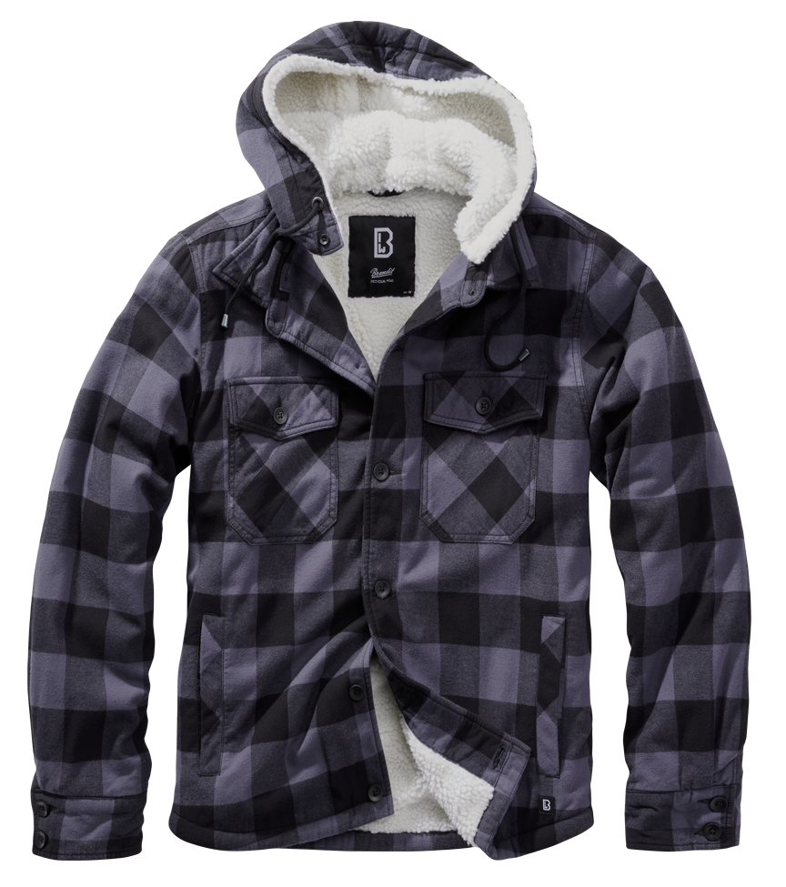 Brandit Lumberjacket hooded schwarz/grau, Größe L