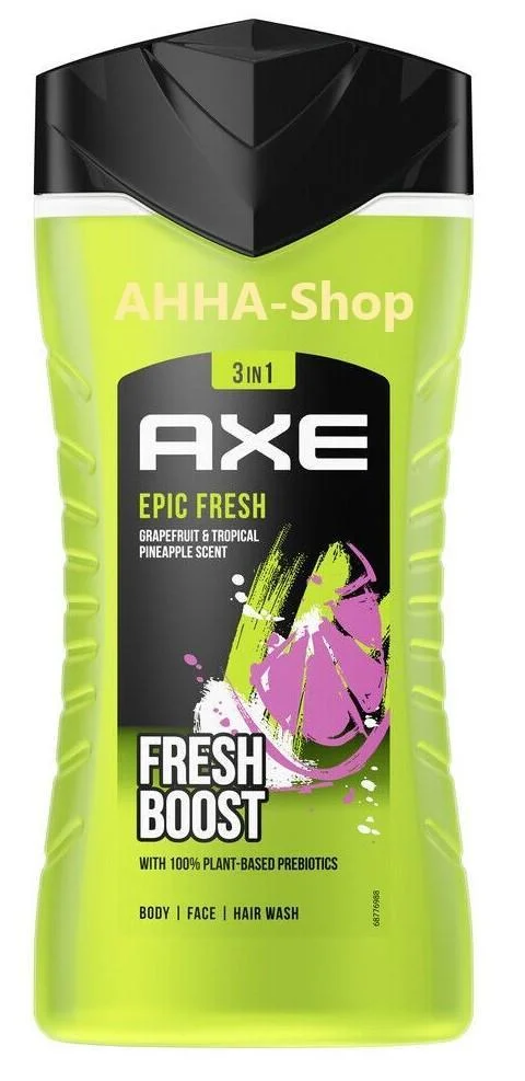4er-Pack AXE 3 in 1 Duschgel Epic Fresh, 4x250ml