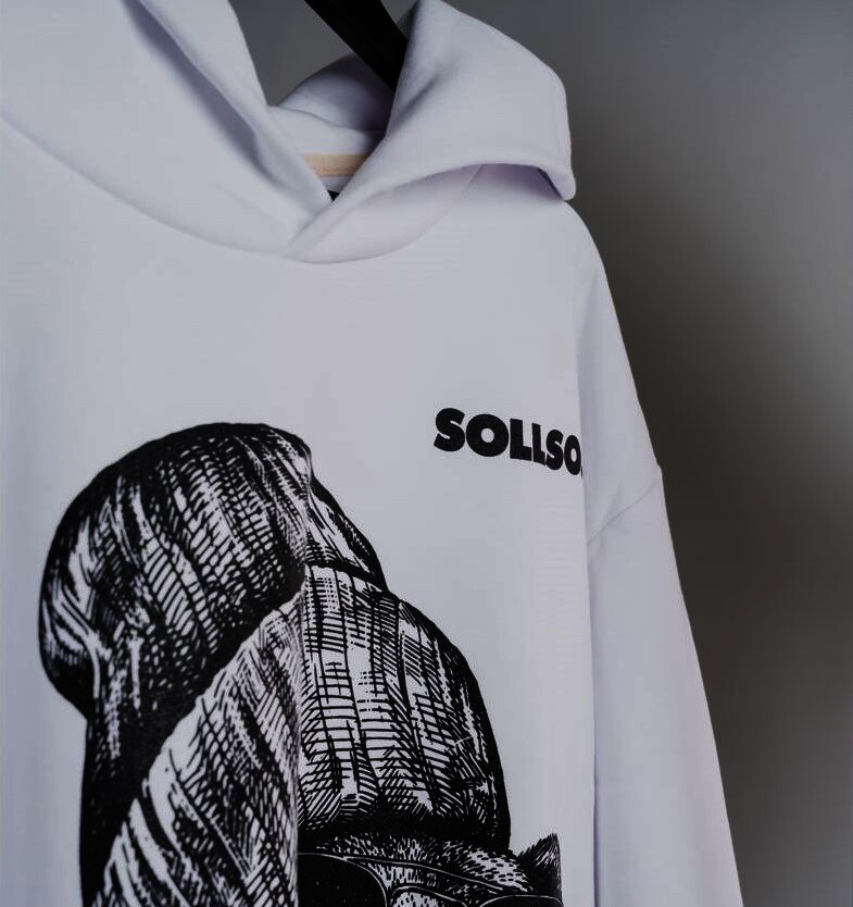 Hoodie „Winterbear“ by SOLLSO.,Melange White, Gr.L