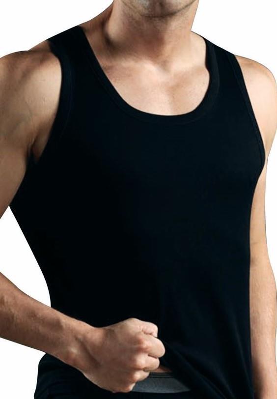 Herren Unterhemd 3 x 4er Pack Feinripp Farbe: Schwarz, Größe 10