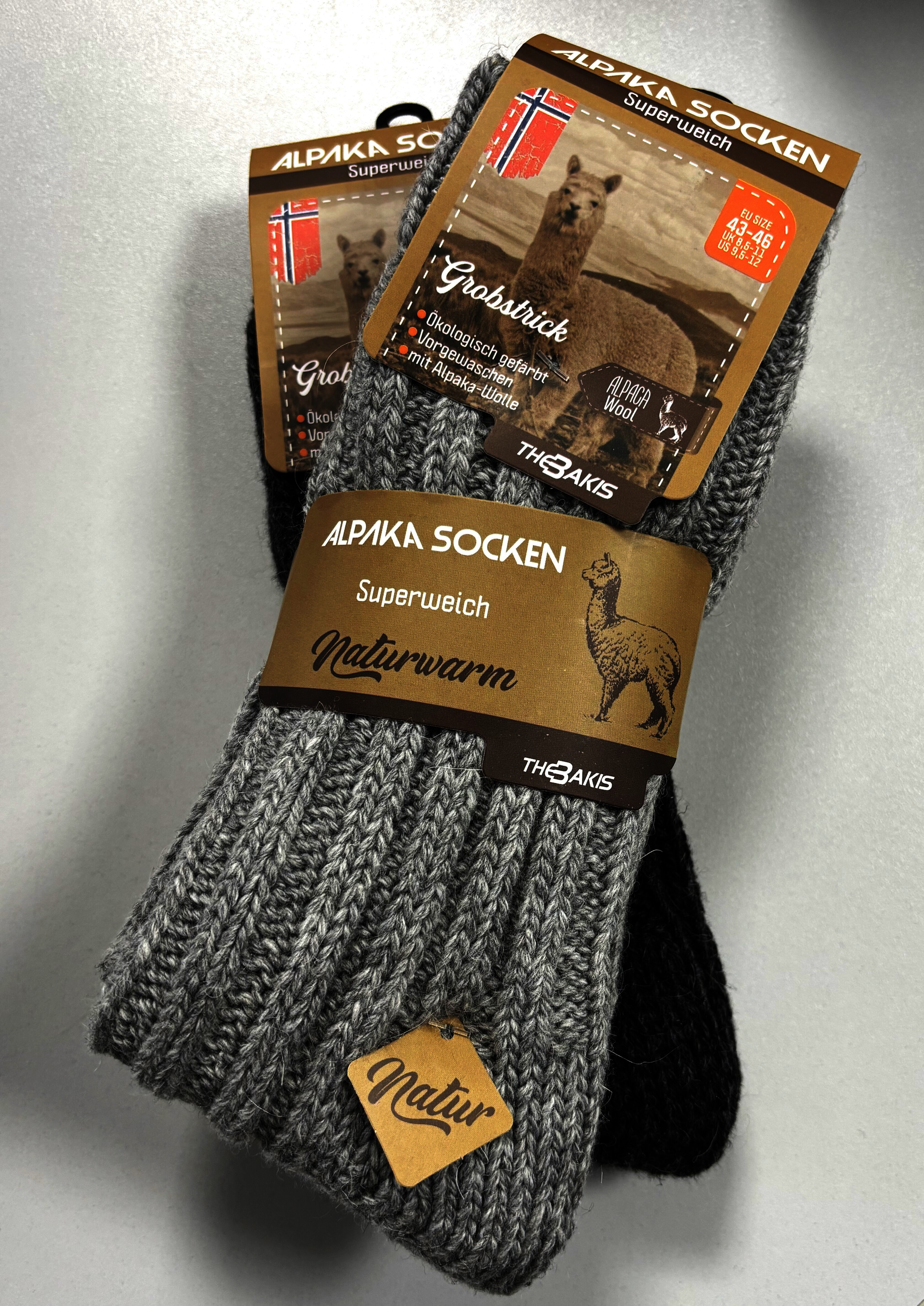 ALPAKA-Socken, Grau/Anthrazit, Art. 9018, 2er-Pack, Gr.43/46