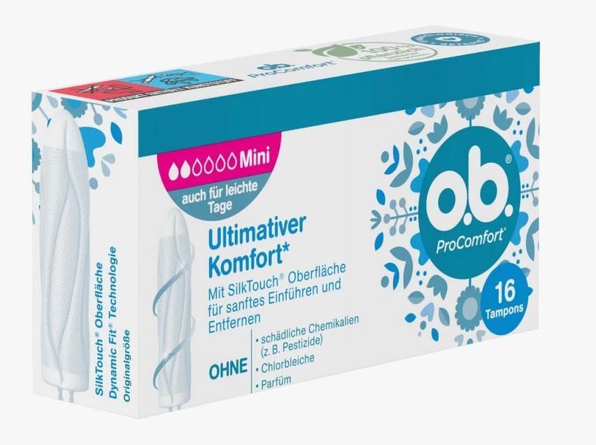 o.b. Tampon Pro Comfort Mini
 5 x 16 Stück Packung