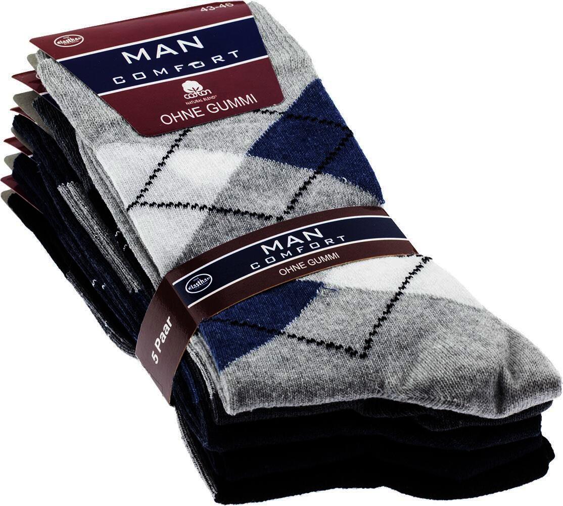 Herren Socken ohne Gummizug "Karomuster", mehrfarbig, Art. 1585, 1 Pack