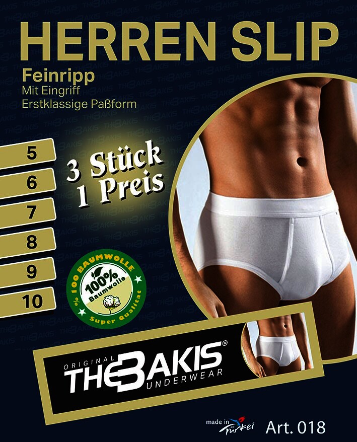 Herren Slip mit Eingriff 4 x 3er Pack Feinripp Farbe: weiß Größe 9