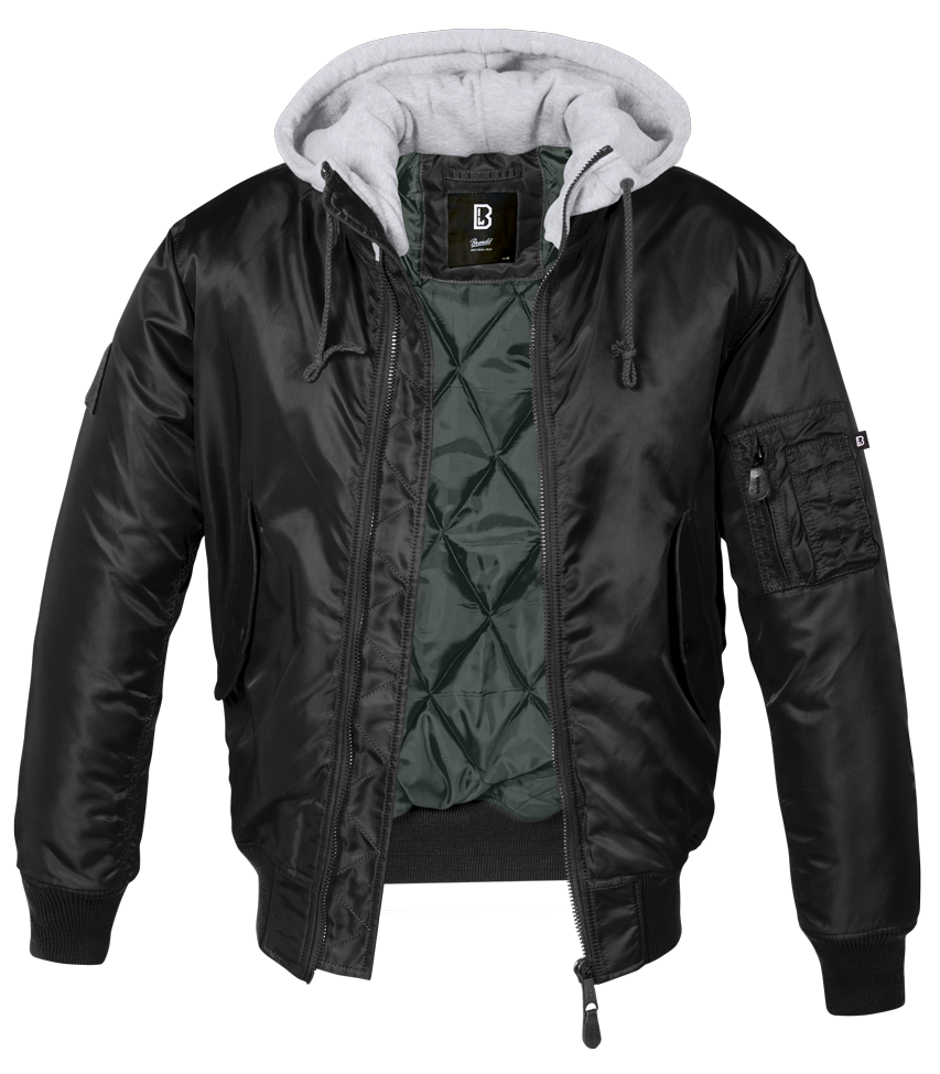 Brandit MA1 Sweat Hooded Jacket, schwarz-grau, Größe 6XL