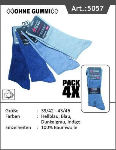 Gesundheitssocken ohne Gummizug, weiter Bund, Gr.39-42, Farbe Blau, 12 Paar