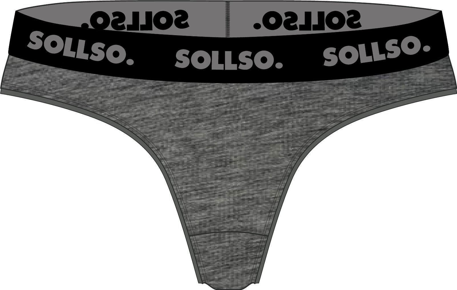 Damen Tanga, Bambusviskose, 3er-Pack, Grau/Schwarz, Gr.S