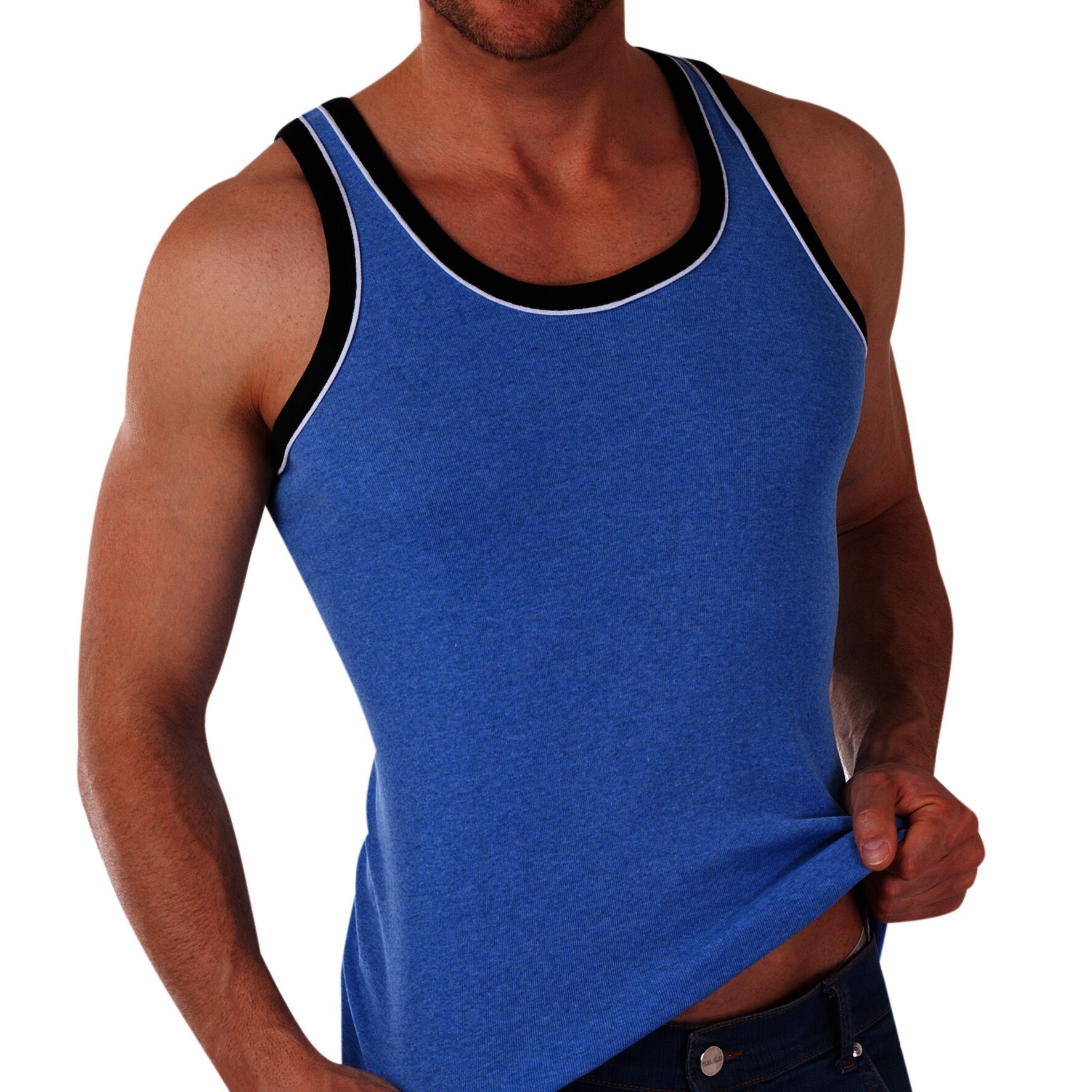 2er-Pack Herren-Unterhemd 22590, mit Paspelierung, Pack 2, Gr.8