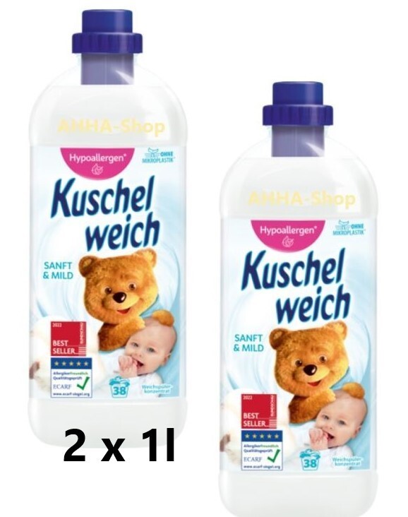 Kuschelweich Weichspüler "Sanft & Mild". 2 x 1l Flasche