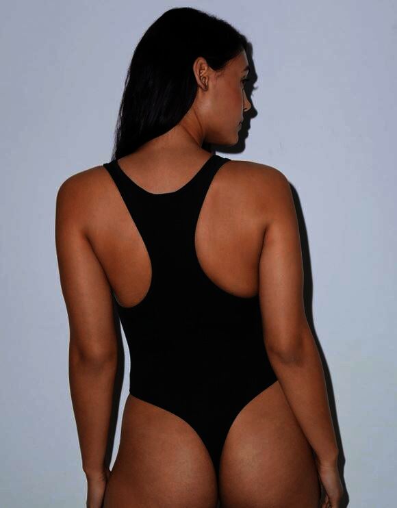 Damen String Bodysuit Thank Thong schwarz