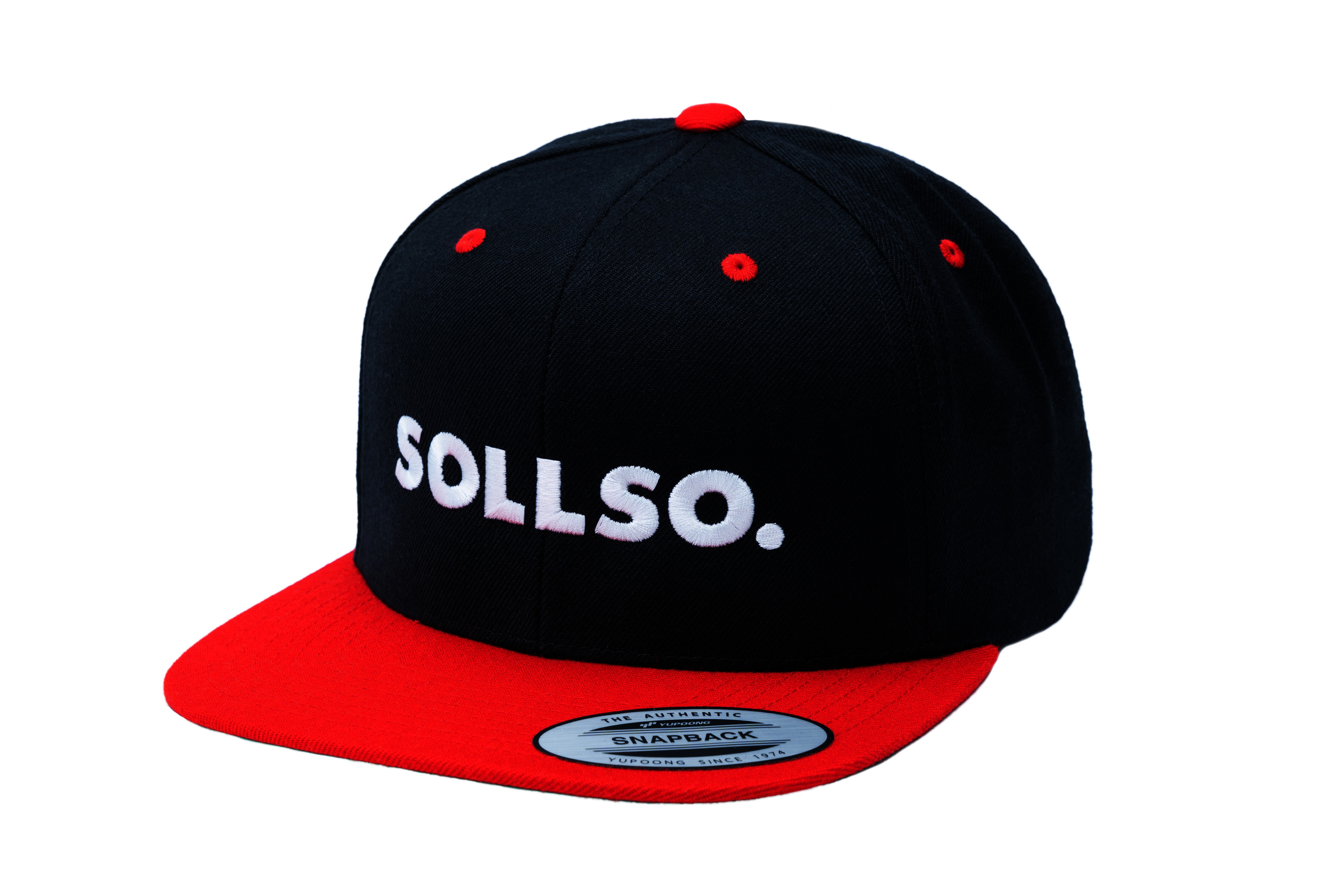 SOLLSO. Classic Snapback 2-Tone Cap, Black-Red