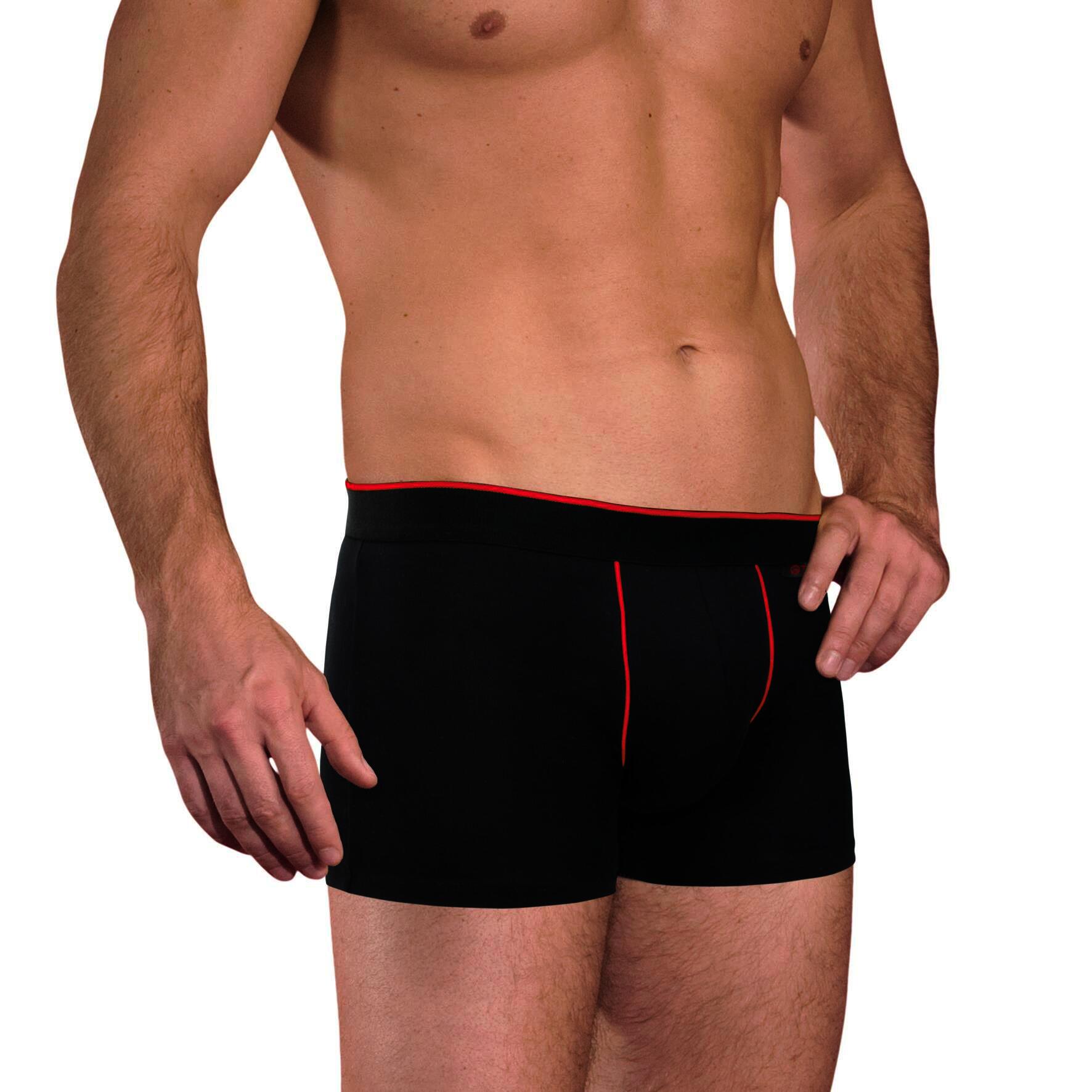 Herren Pants 27439, Schwarz mit versch. farbigen Paspeln, 6er-Pack, Gr.8