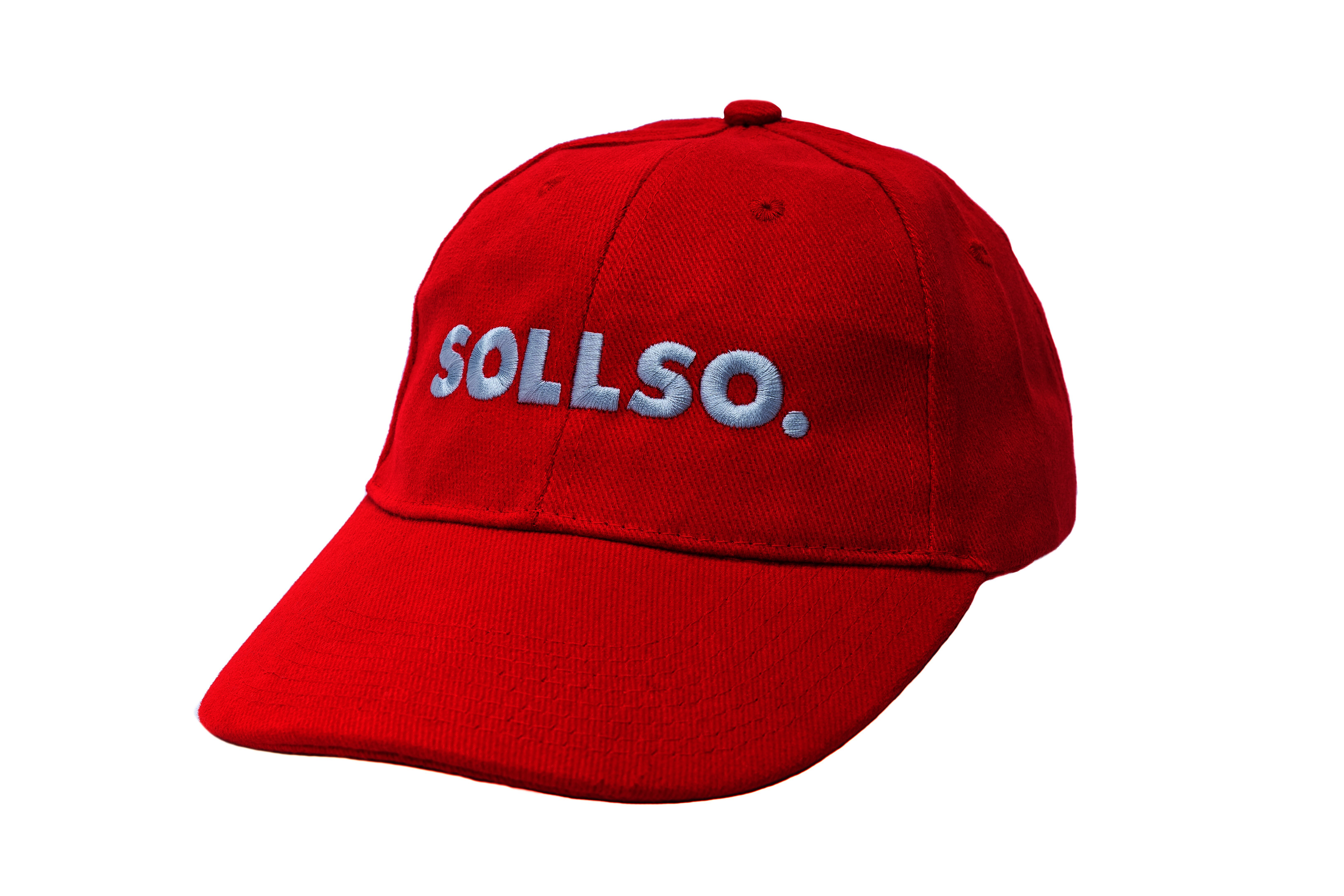 SOLLSO. 6 Panel Strong Front Raver Cap, Rot