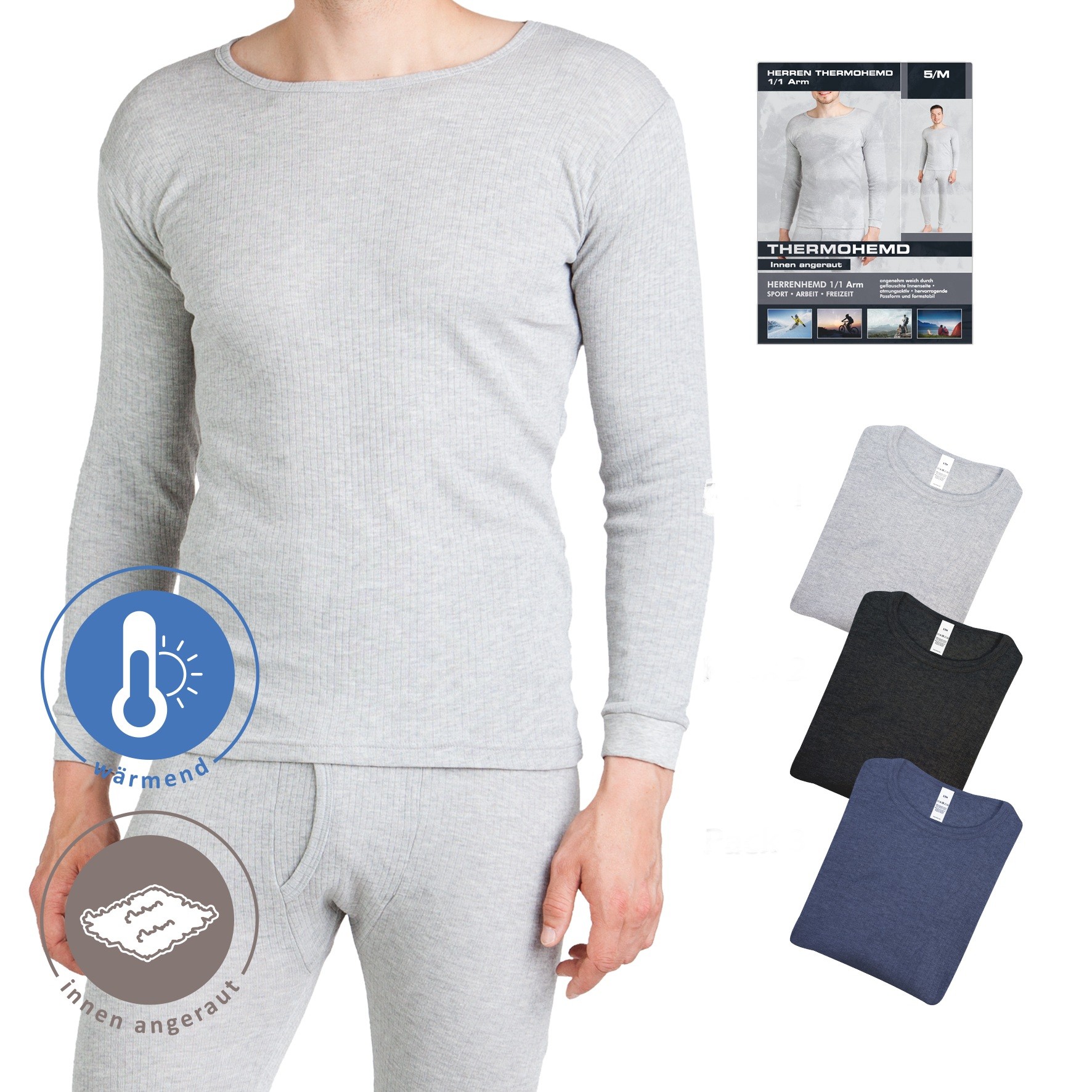 Herren Thermohemd 21456,  innen angeraut, Anthrazit, Gr.7 Herren Thermohemd 21456,  innen angeraut, Anthrazit, Gr.7