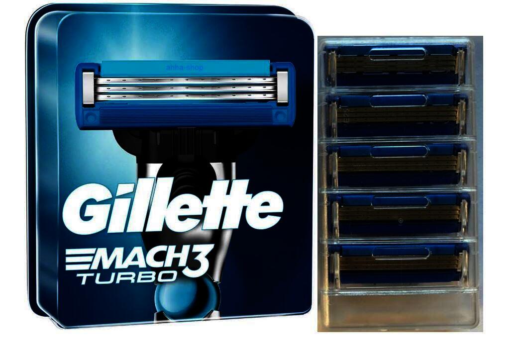 Gillette Mach3 Turbo Rasierklingen, im Blister, ohne OVP, 5 Stück