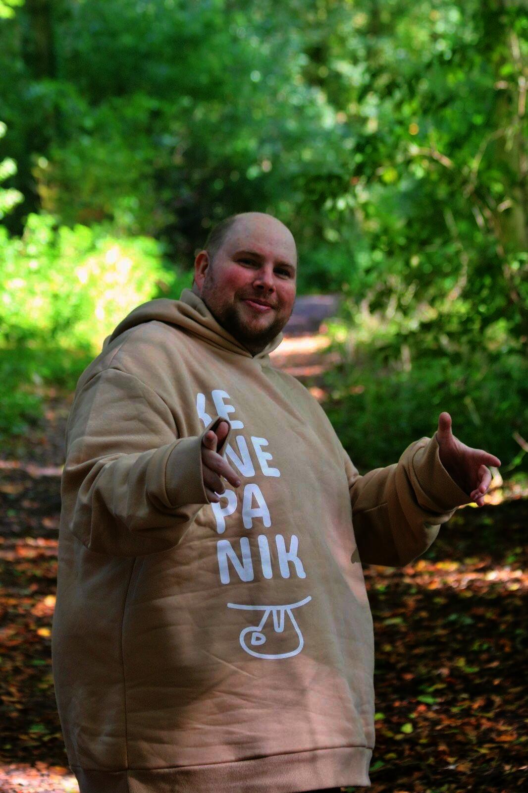 SOLLSO. Hoodie „No Panic Sloth“, Farbe Desert Beige, Größe 3XL