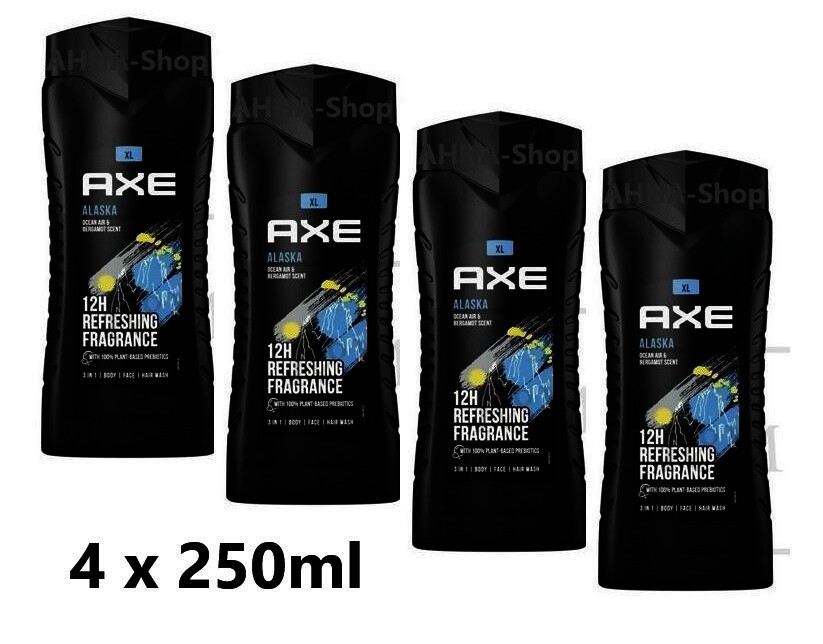 4er-Pack AXE 3 in 1 Duschgel Alaska, 4x250ml