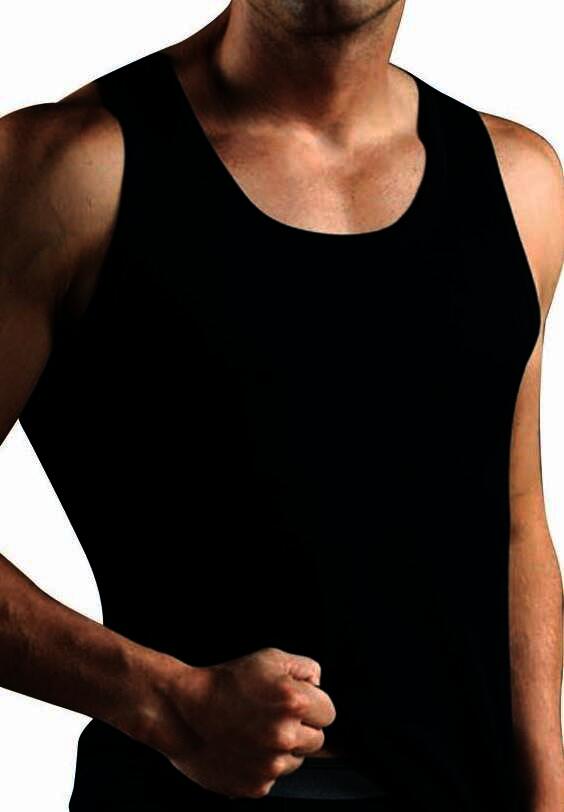 Herren Unterhemd 2er Pack Feinripp, Schwarz, Gr.12