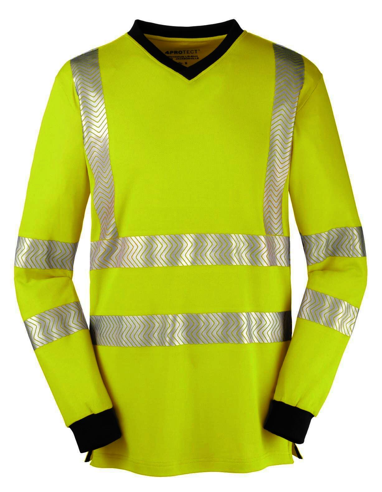 4PROTECT® Warnschutz Langarmshirt mit UV-Schutz, leuchtgelb, Gr.5XL