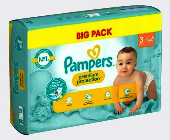 Pampers Premium Protection Midi Windeln, 6-10 kg, Gr. 3, 3 x 68 Stück