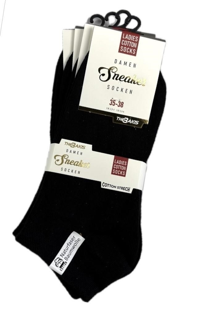 Damen Sneaker-Socken 7001, schwarz, 4 x 4er-Pack, Gr.39/42
