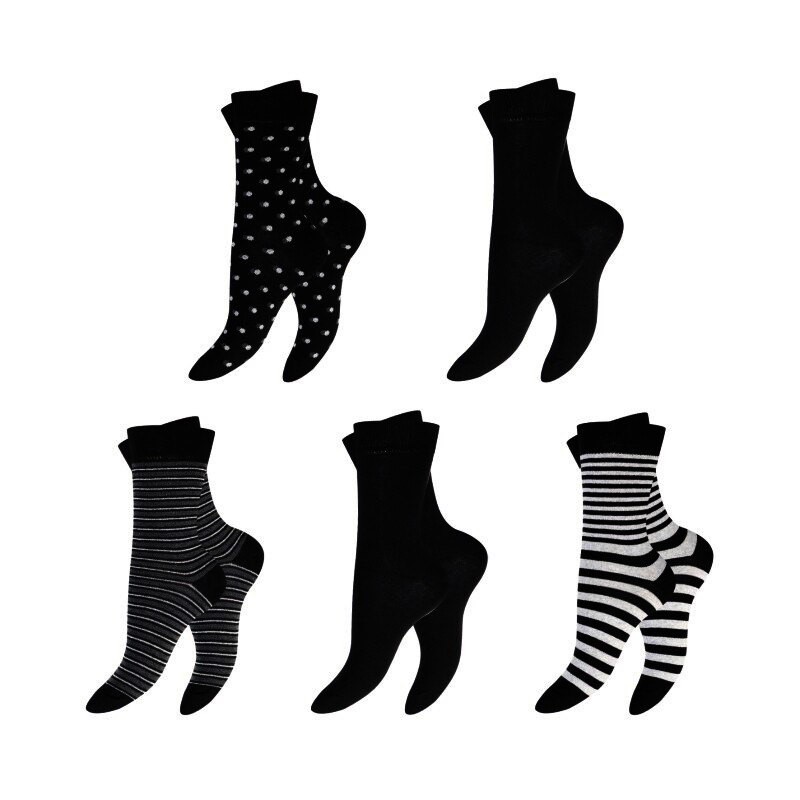 Damen Socken 63103, gemustert/uni, 5er-Pack, Gr.39/42