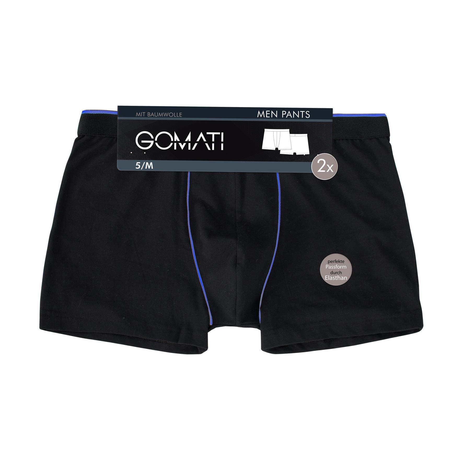 Herren Pants 27439, Schwarz mit versch. farbigen Paspeln, 4er-Pack, Gr.8