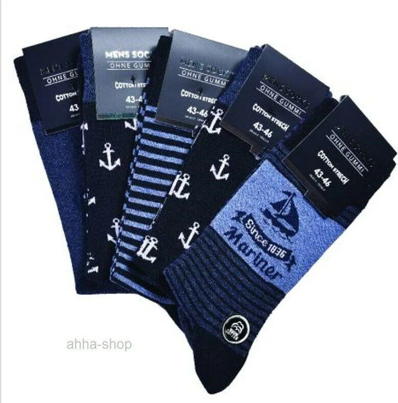 Herren Socken ohne Gummizug "Marine", mehrfarbig, Art. 5052, Gr.39-42, 10er-Pack