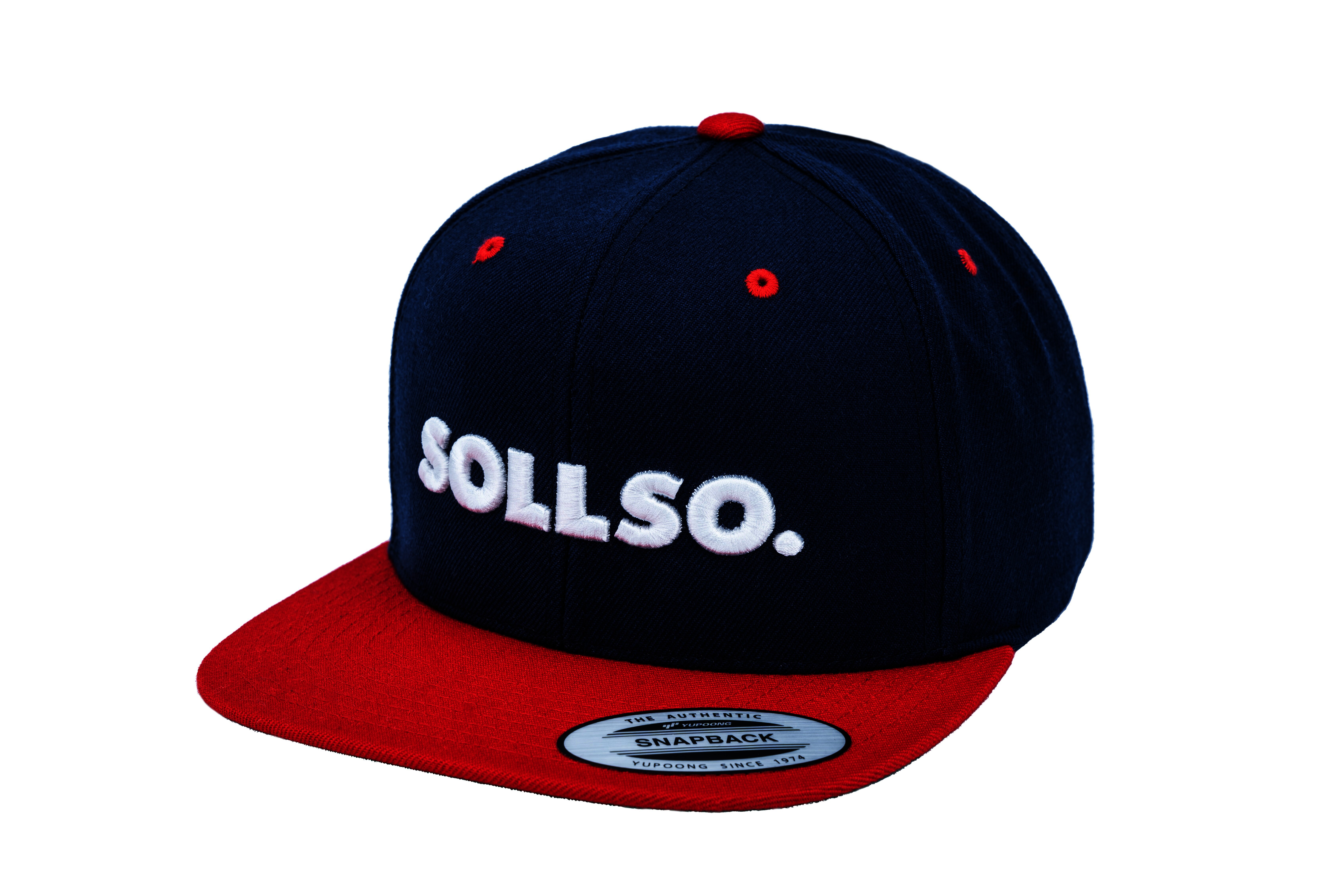 SOLLSO. Classic Snapback 2-Tone Cap, Navy-Red