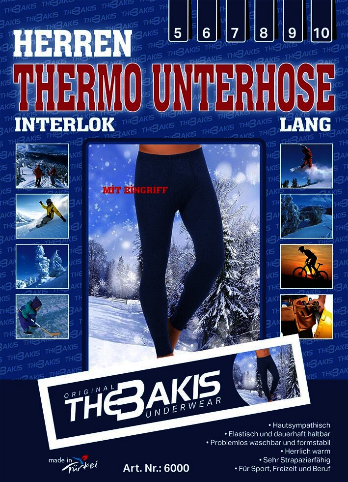 4er Pack Herren Thermo Unterhose Dunkelblau, Größe 5