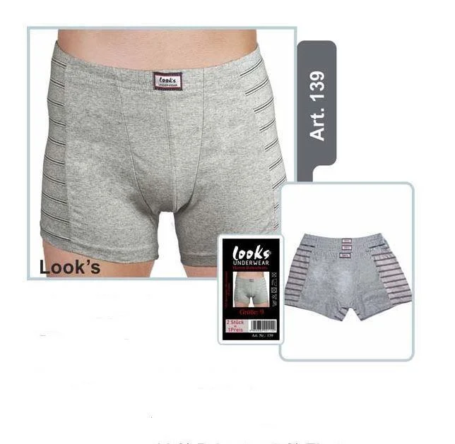 Herren Boxershort Melange 2er Pack, Farbe: grau, Größe 7