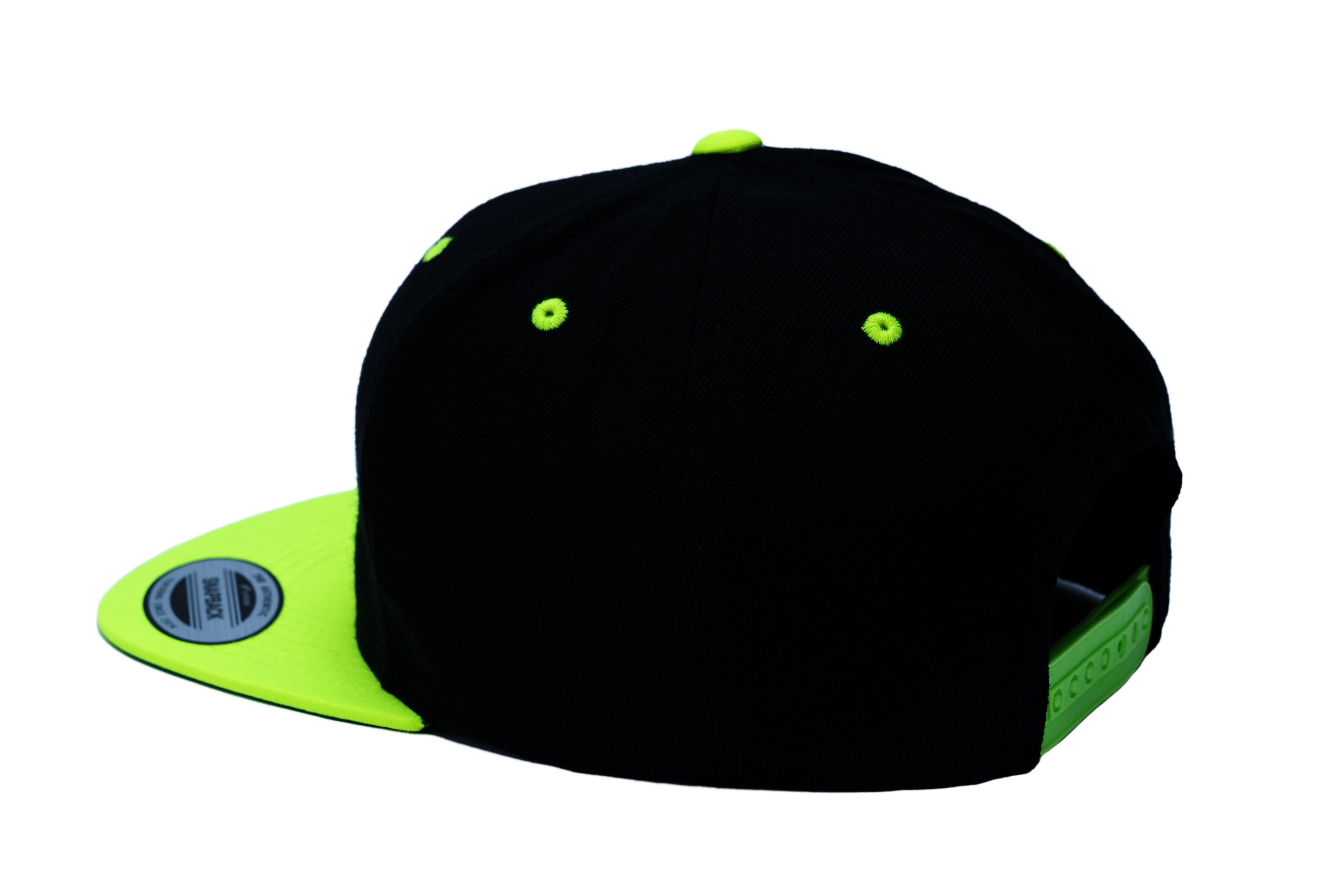 SOLLSO. Classic Snapback 2-Tone Cap, Black-Neon Gelb