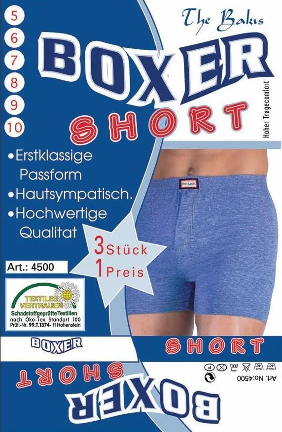 Herren Boxershorts (4500), ohne Seitennähte, Baumwolle, 6er-Set, Gr.5