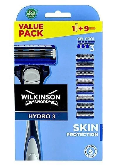 Wilkinson Hydro 3 Skin Protection Rasierer + 9 Ersatzklingen