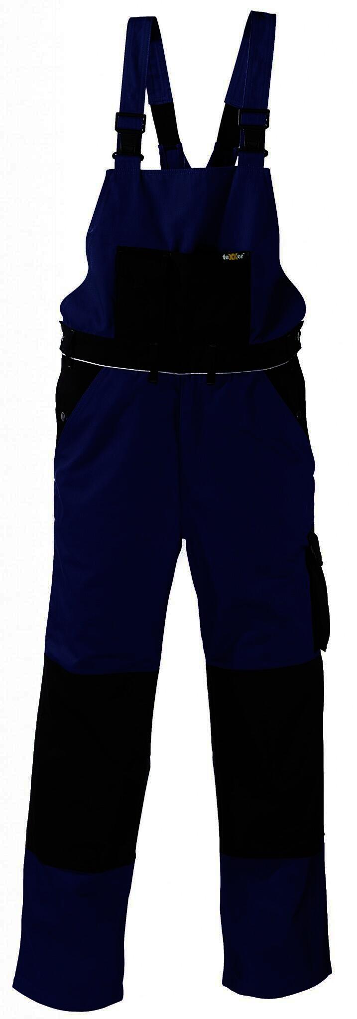 Canvas-Latzhose (320 g/m²) „AMAZONAS” Farbe kornblau/schwarz Größe 30