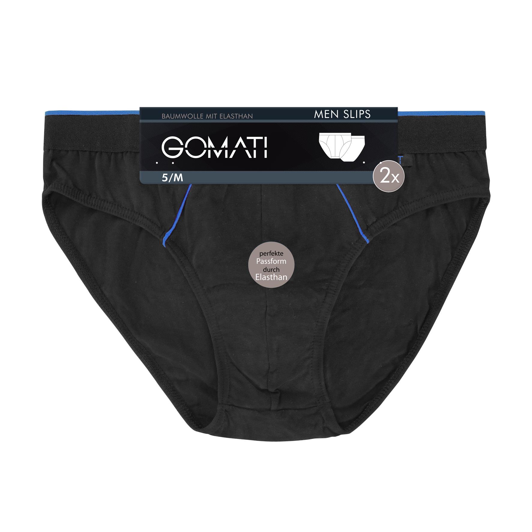 Herren Slips 27438, Schwarz mit versch. Farbigen Paspeln, 4er-Pack, Gr.5