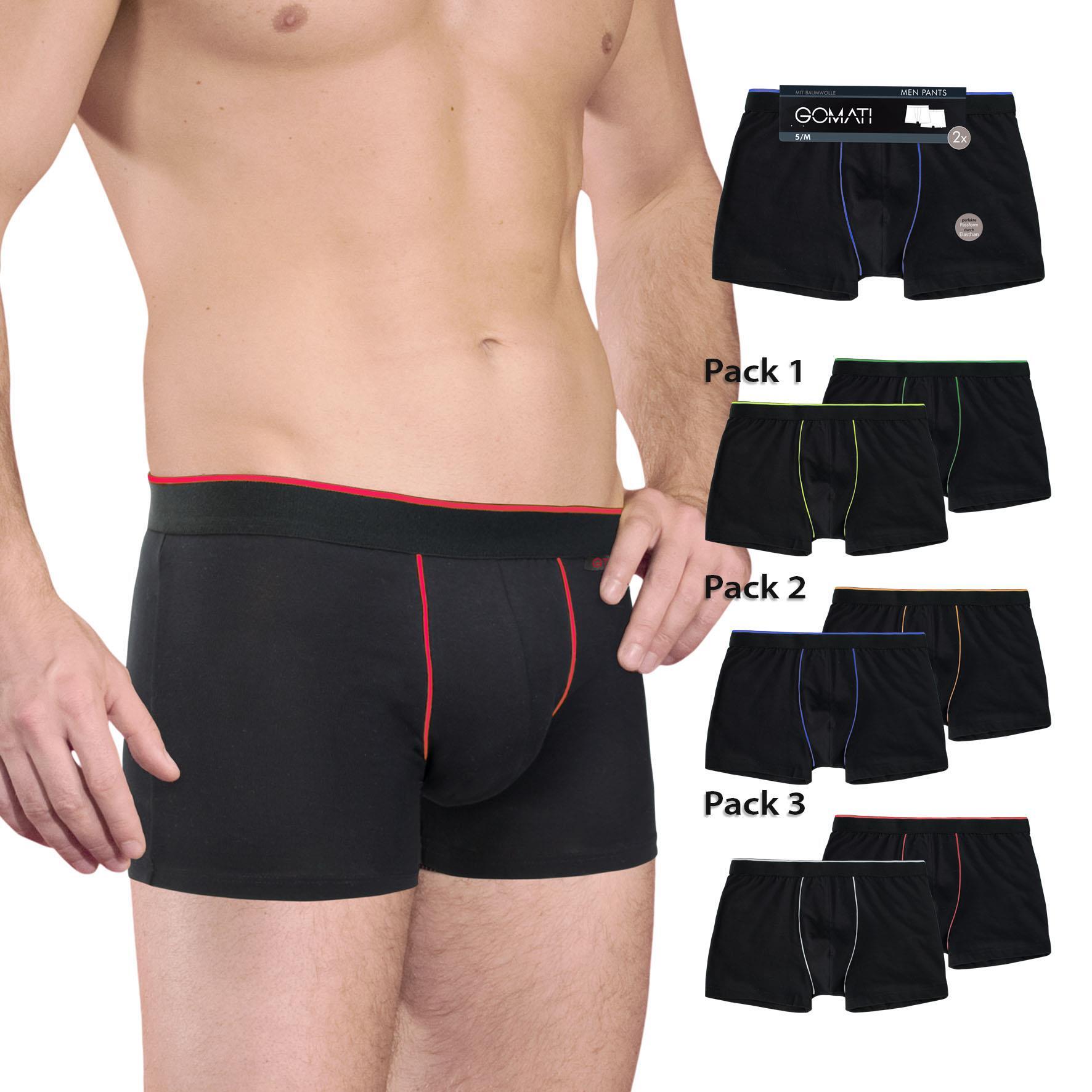 Herren Pants 27439, Schwarz mit versch. farbigen Paspeln, 4er-Pack, Gr.8