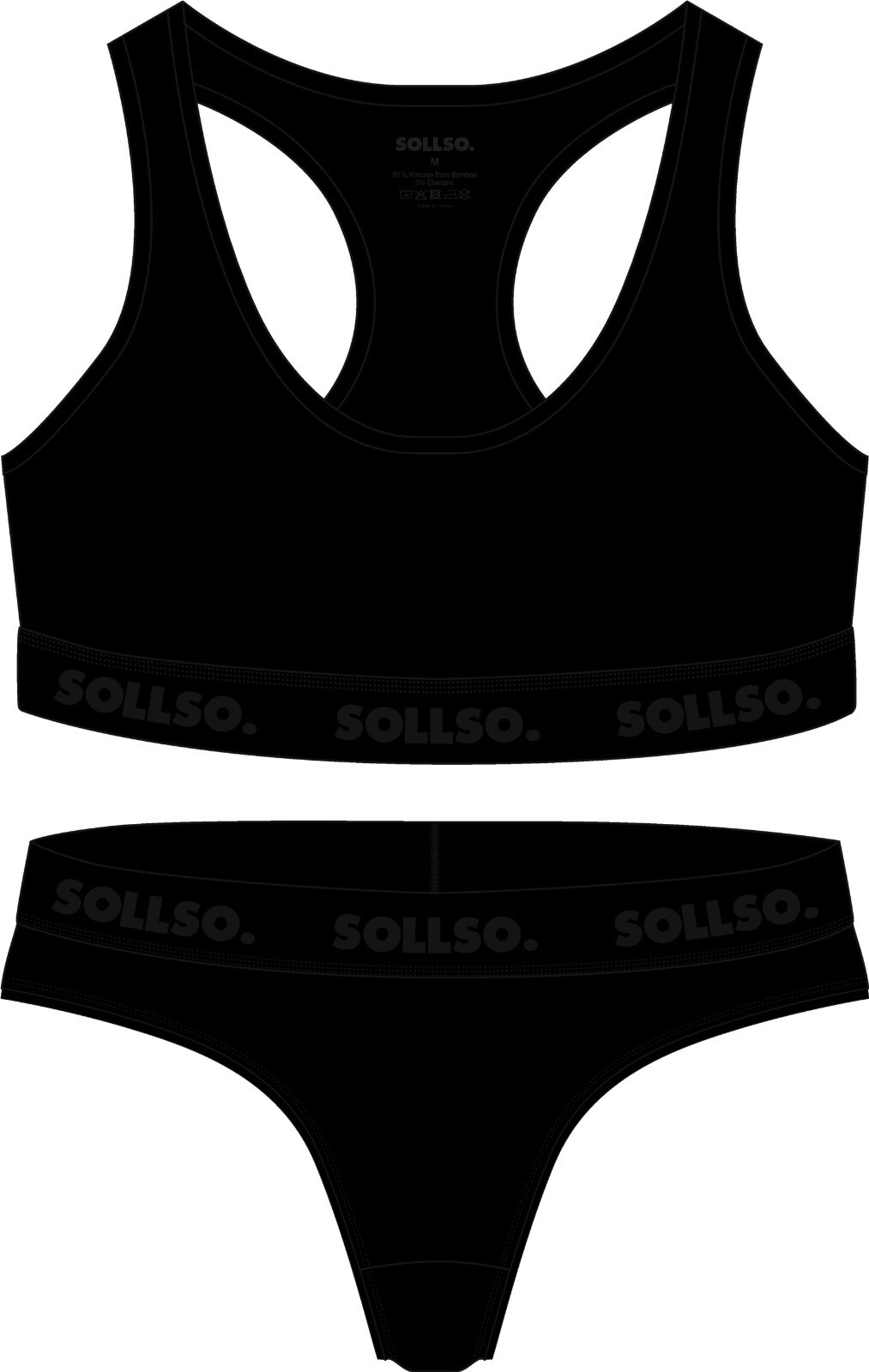Damen Set Bustier/Tanga, Bambusviskose, Schwarz, Gr.XL