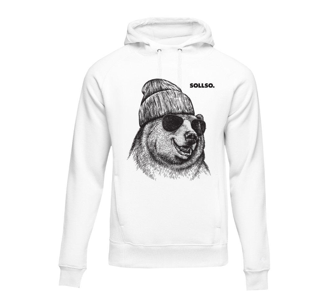 Hoodie „Winterbear“ by SOLLSO.,Melange White, Gr.L