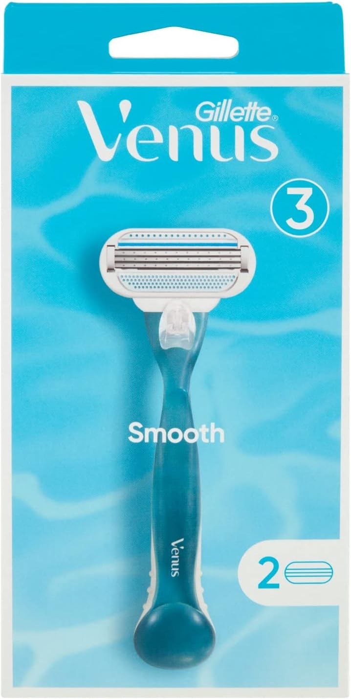 Gillette-Venus Smooth Rasierer für Damen, 3-fach Klinge, mit 2 Klingen