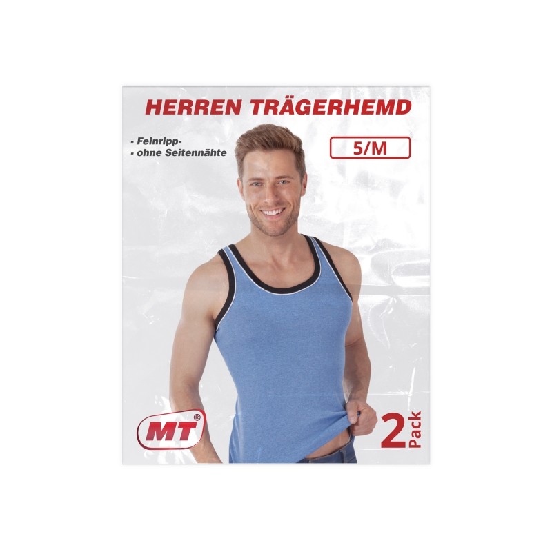 2er-Pack Herren-Unterhemd 22590, mit Paspelierung, Pack 1, Gr.7